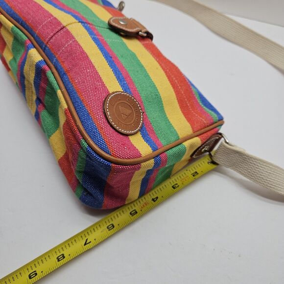 VTG 80s Liz Claiborne Multicolor Striped Shoulder Crossbody Bag Purse - Picture 11 of 11